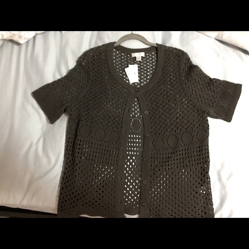 Dark Brown Short Sleeve Sweater